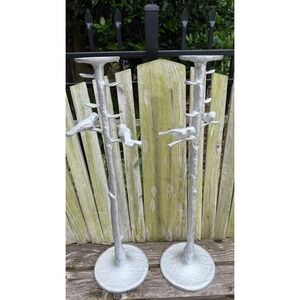 Home Essentials And Beyond Tall Metal Bird Candle Holders 22" Silver Set of 2